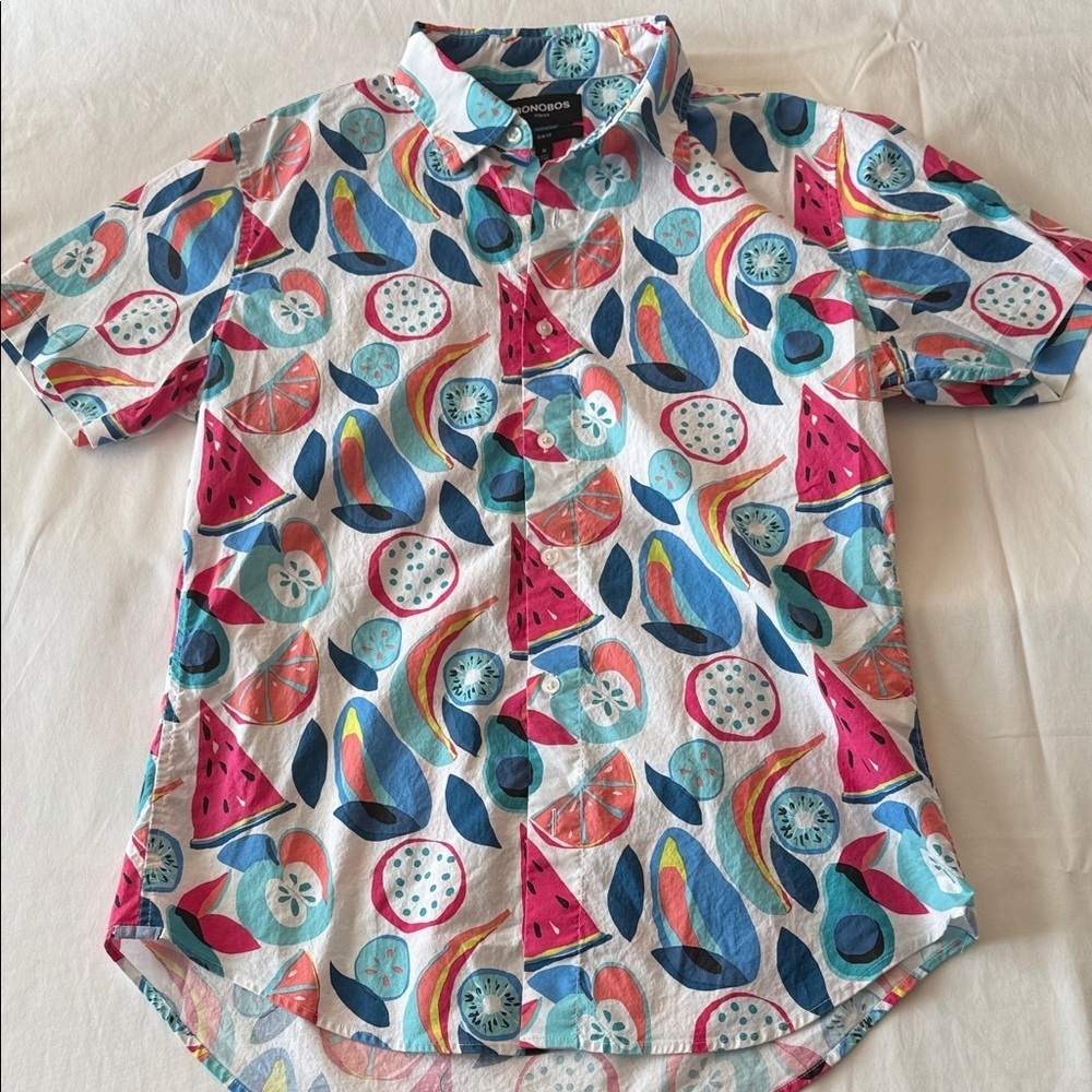 Bonobos Multicolor Fruit Print Casual Button Down Riviera Shirt